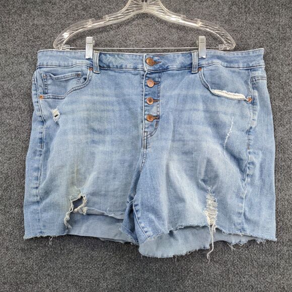 Maurices Womens Cut Off High Rise Jean Shorts Blue Size 22W Denim Button Fly - Picture 2 of 12